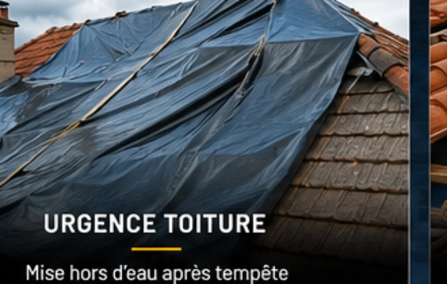 Technicien intervenant en urgence sur une toiture après tempête